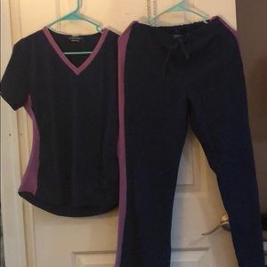 XS navy blue/ purple scrub set